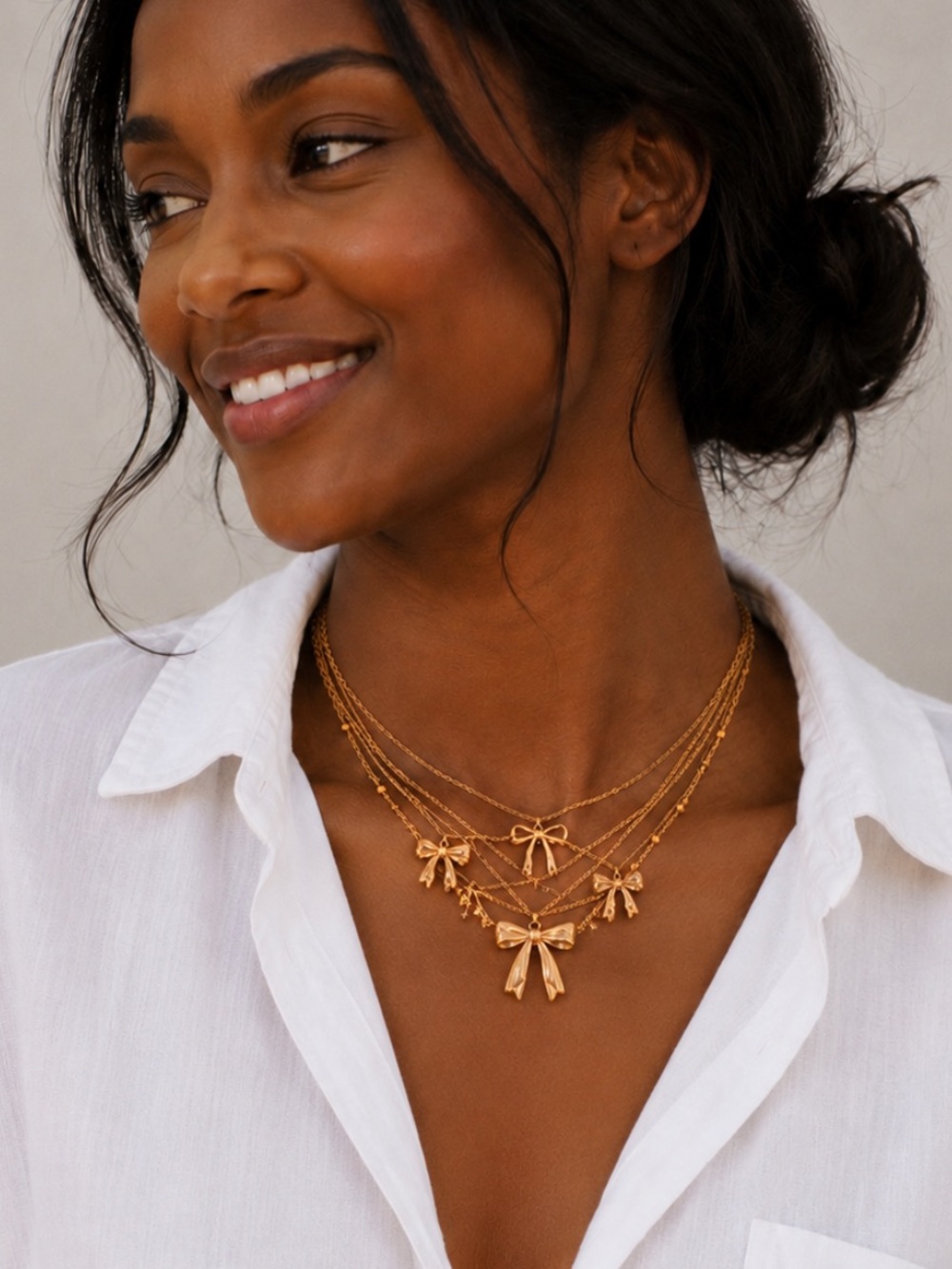 New! Gold Bow Necklace Stack Set (3024) NWOT